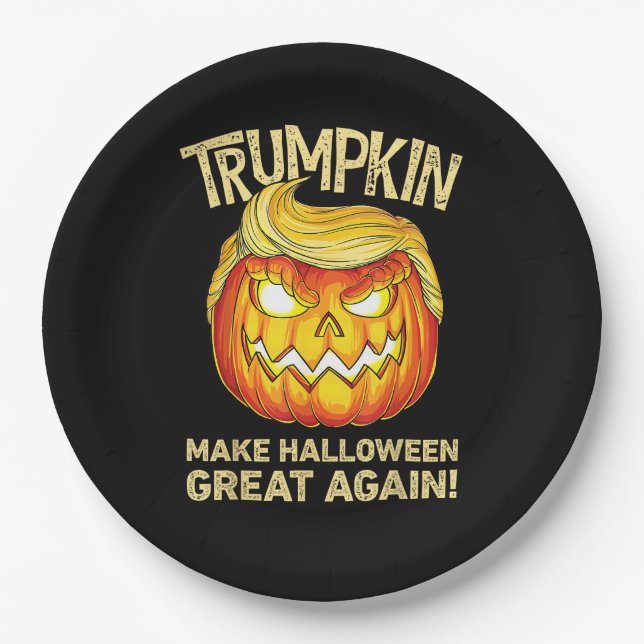 Trumpkin Halloween Great Again Funny Pumpkin Pappteller (Vorderseite)