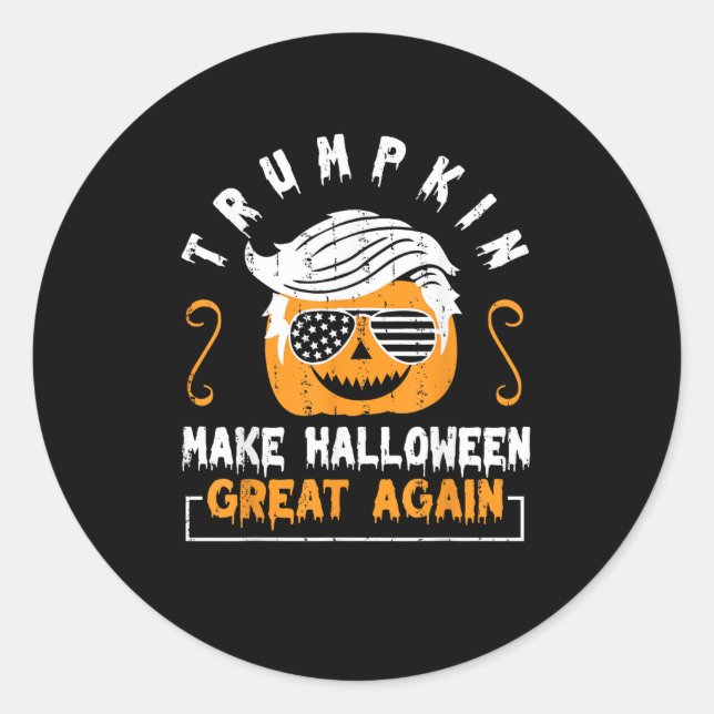 Trumpkin Halloween Great Again Funny Pumpkin Runder Aufkleber (Vorderseite)