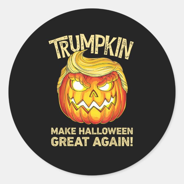 Trumpkin Halloween Great Again Funny Pumpkin Runder Aufkleber (Vorderseite)