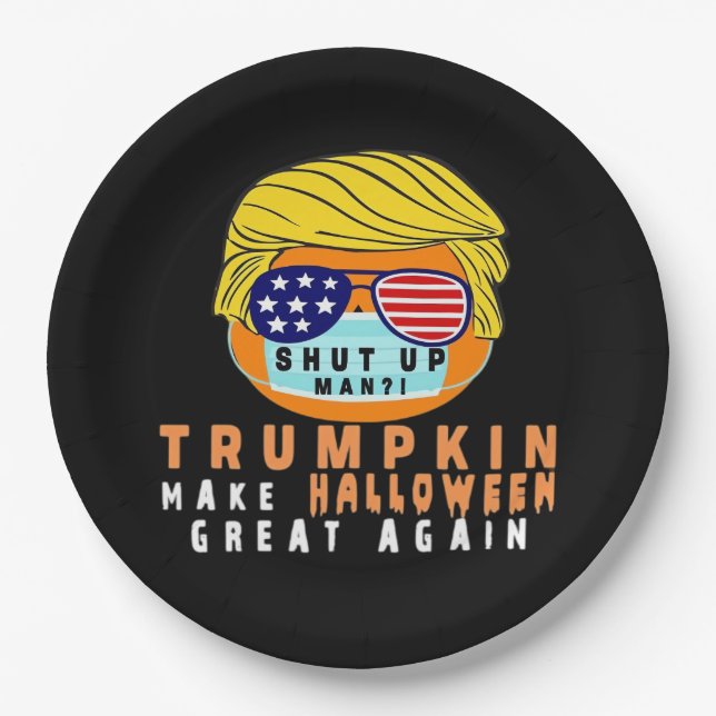 Trumpkin Halloween Great Again Funny Quaranti Pappteller (Vorderseite)