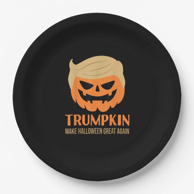 Trumpkin Halloween Great Again Funny Sarcasti Pappteller (Vorderseite)