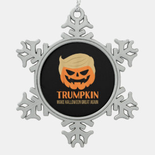 Trumpkin Halloween Great Again Funny Sarcasti Schneeflocken Zinn-Ornament