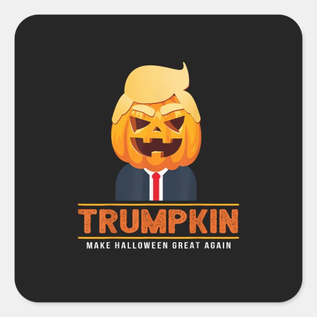 Trumpkin Halloween Great Again Halloween Quadratischer Aufkleber (Vorderseite)