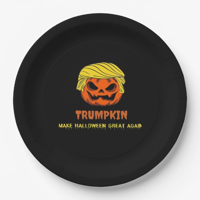 Trumpkin Halloween Great wieder Kurz Funny Ha Pappteller (Vorderseite)