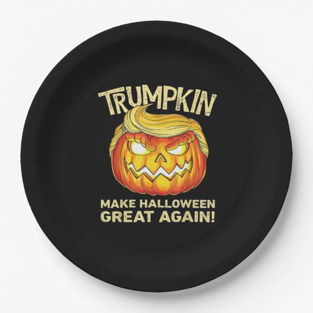 Trumpkin Halloween Great wieder Men Funny Clas Pappteller (Vorderseite)