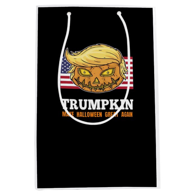 Trumpkin Halloween Kürbis mit Beängstigendem Desig Mittlere Geschenktüte (Vorderseite)