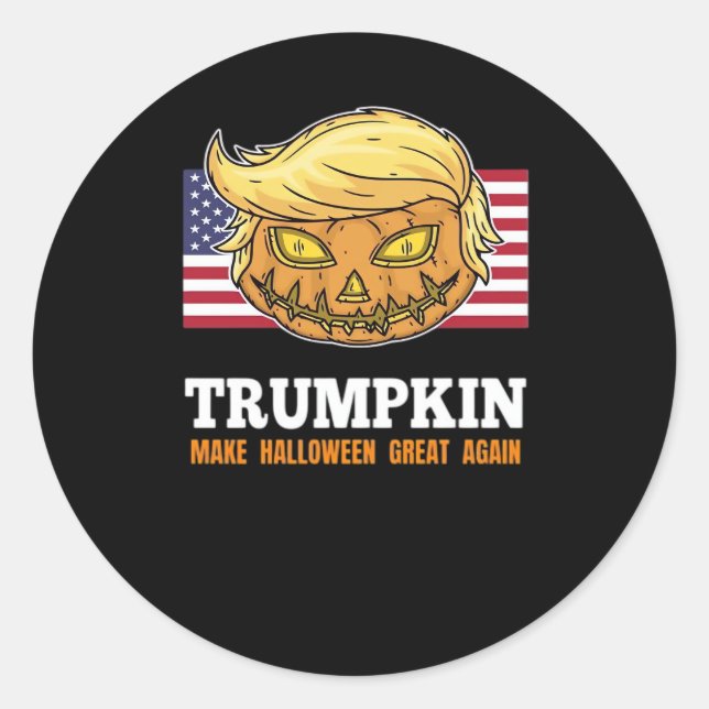Trumpkin Halloween Kürbis mit Beängstigendem Desig Runder Aufkleber (Vorderseite)