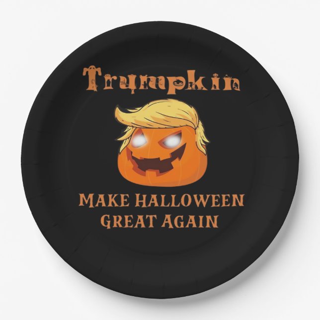 Trumpkin Halloween - Make Halloween Great Again Pu Pappteller (Vorderseite)