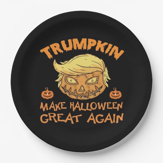 Trumpkin Halloween Pumpkin Pappteller (Vorderseite)