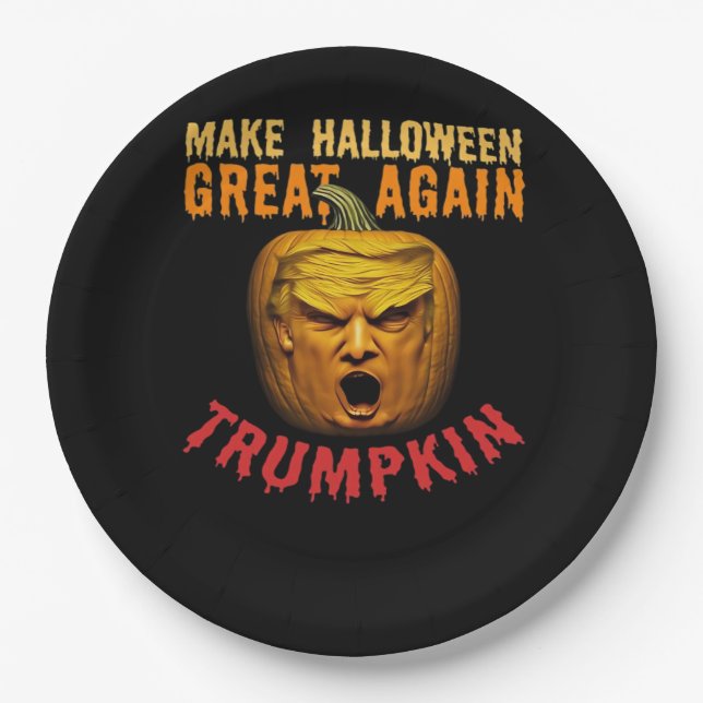 Trumpkin Halloween wieder groß - Funny Pumpki Pappteller (Vorderseite)