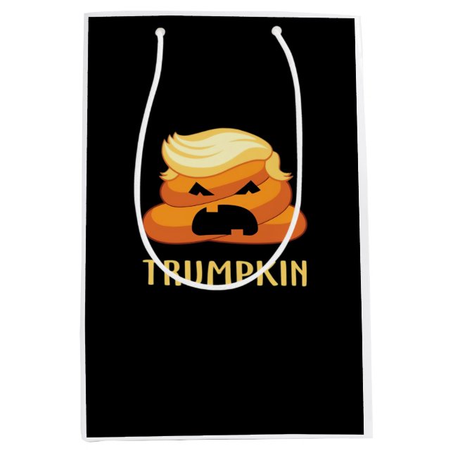 Trumpkin Kackte Funny Halloween Mittlere Geschenktüte (Vorderseite)