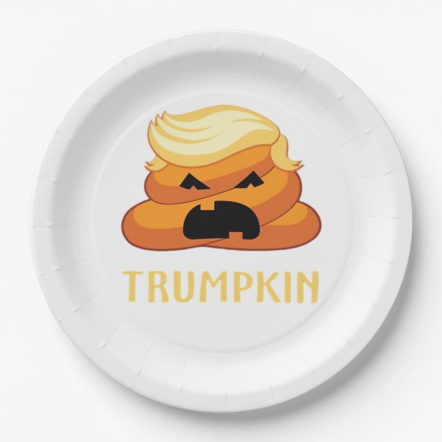 Trumpkin Kackte Funny Halloween Pappteller (Vorderseite)