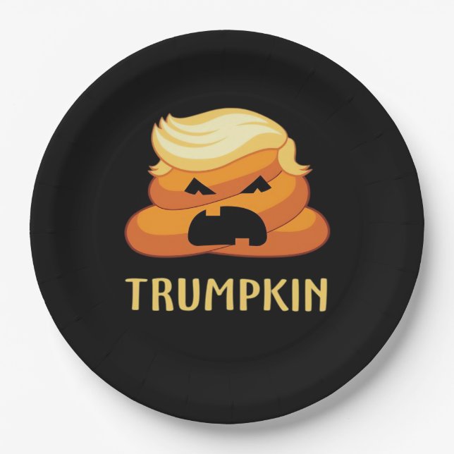 Trumpkin Kackte Funny Halloween Pappteller (Vorderseite)