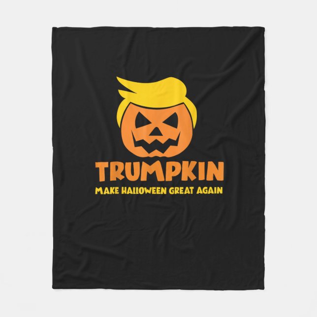 Trumpkin macht Halloween Große Kürbislaterne Fleecedecke (Vorderseite)