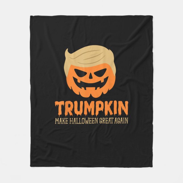 Trumpkin macht Halloween Große Kürbislaterne Fleecedecke (Vorderseite)