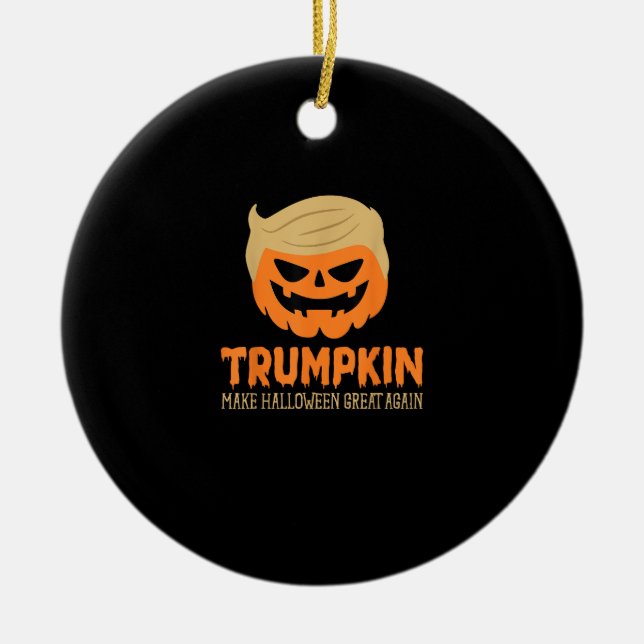 Trumpkin macht Halloween Große Kürbislaterne Keramik Ornament (Vorne)