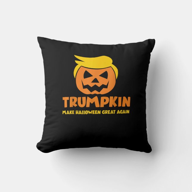 Trumpkin macht Halloween Große Kürbislaterne Kissen (Vorderseite)