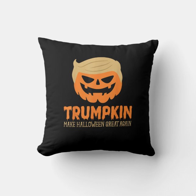 Trumpkin macht Halloween Große Kürbislaterne Kissen (Vorderseite)