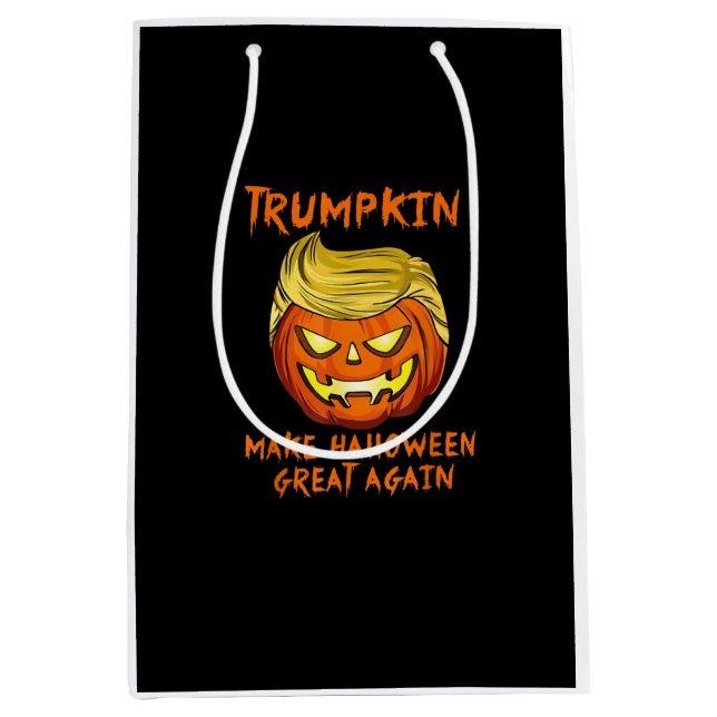 Trumpkin macht Halloween Große Kürbislaterne Mittlere Geschenktüte (Vorderseite)
