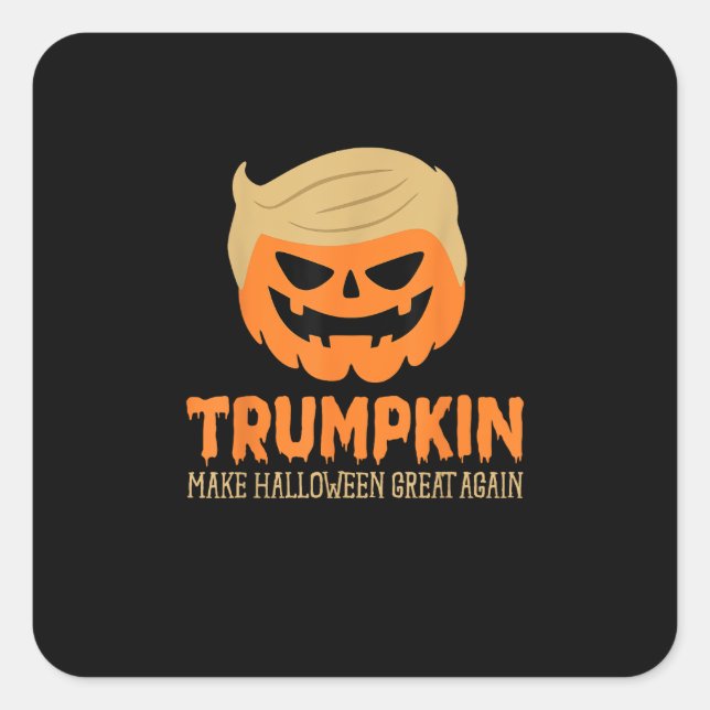 Trumpkin macht Halloween Große Kürbislaterne Quadratischer Aufkleber (Vorderseite)