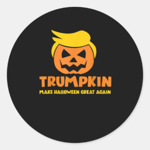 Trumpkin macht Halloween Große Kürbislaterne Runder Aufkleber