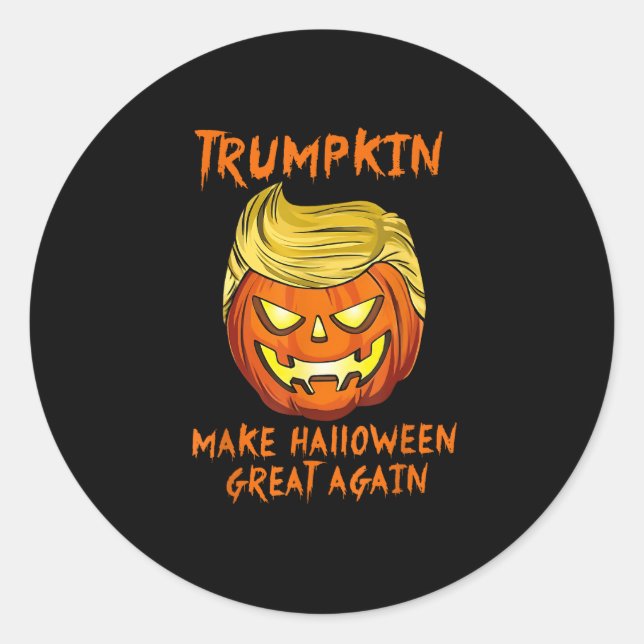 Trumpkin macht Halloween Große Kürbislaterne Runder Aufkleber (Vorderseite)