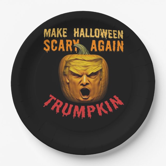 Trumpkin macht Halloween wieder Beängstigend - Fun Pappteller (Vorderseite)