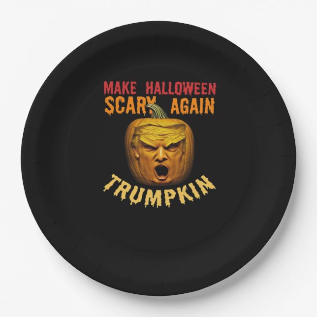 Trumpkin macht Halloween wieder Beängstigend - Fun Pappteller (Vorderseite)