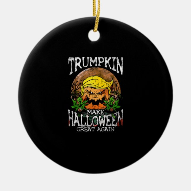 Trumpkin macht Halloween wieder ein Geschenk Keramik Ornament (Vorne)