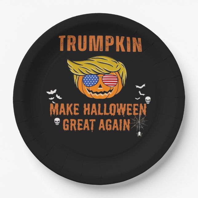 Trumpkin macht Halloween wieder groß, Halloween Pu Pappteller (Vorderseite)