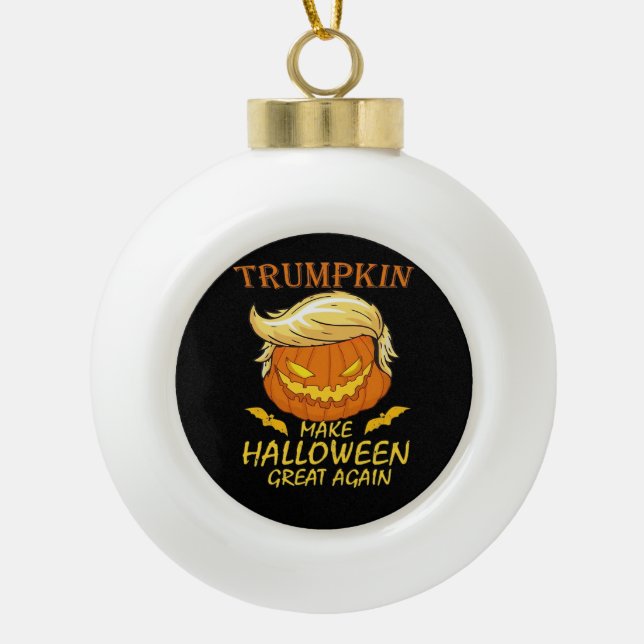 Trumpkin macht Halloween wieder groß - Retro Pumpk Keramik Kugel-Ornament (Vorderseite)