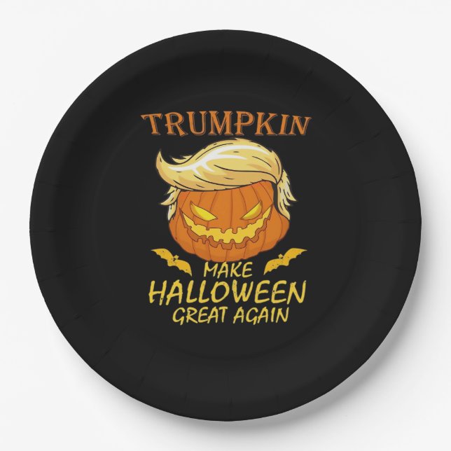 Trumpkin macht Halloween wieder groß - Retro Pumpk Pappteller (Vorderseite)
