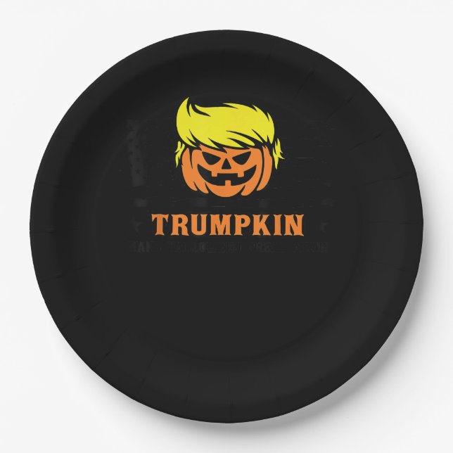 Trumpkin macht Halloween wieder groß USA Flag Funn Pappteller (Vorderseite)