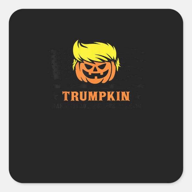 Trumpkin macht Halloween wieder groß USA Flag Funn Quadratischer Aufkleber (Vorderseite)