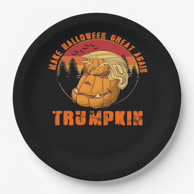 Trumpkin macht Halloween wieder klassisch - Paro Pappteller (Vorderseite)
