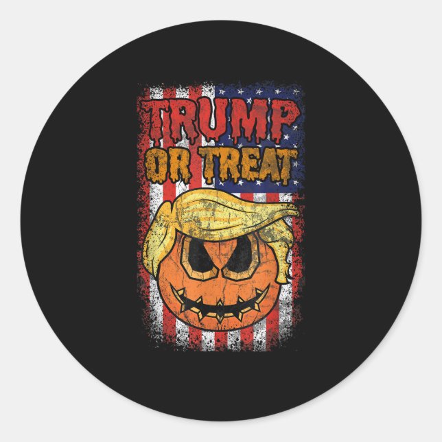 Trumpkin oder Leckerei Funny Halloween Trumpkin Runder Aufkleber (Vorderseite)