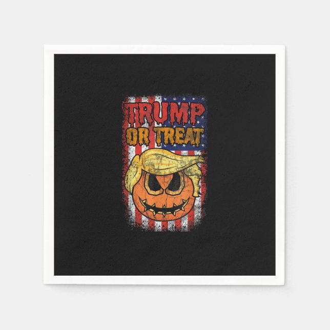 Trumpkin oder Leckerei Funny Halloween Trumpkin Serviette (Vorderseite)
