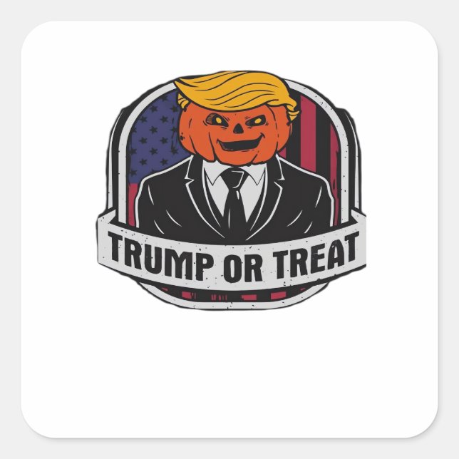 Trumpkin oder Leckerei Halloween - Politisches Kos Quadratischer Aufkleber (Vorderseite)