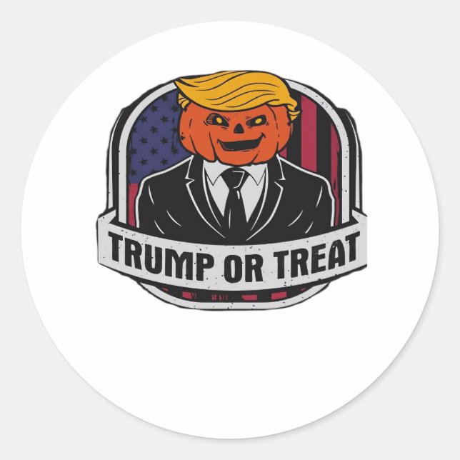 Trumpkin oder Leckerei Halloween - Politisches Kos Runder Aufkleber (Vorderseite)