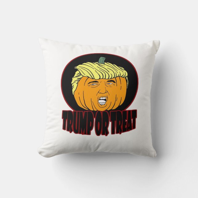 Trumpkin oder Leckerei Halloween Trumpkin Trick od Kissen (Vorderseite)