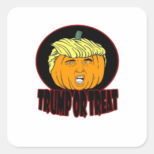Trumpkin oder Leckerei Halloween Trumpkin Trick od Quadratischer Aufkleber