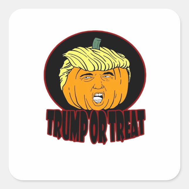Trumpkin oder Leckerei Halloween Trumpkin Trick od Quadratischer Aufkleber (Vorderseite)