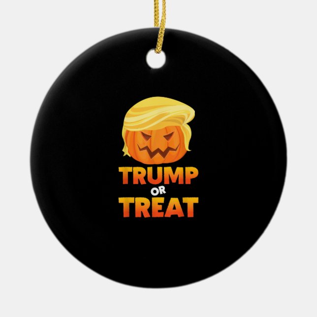 Trumpkin oder Leckerei Trumpkin Halloween-Kostüm Keramik Ornament (Vorne)