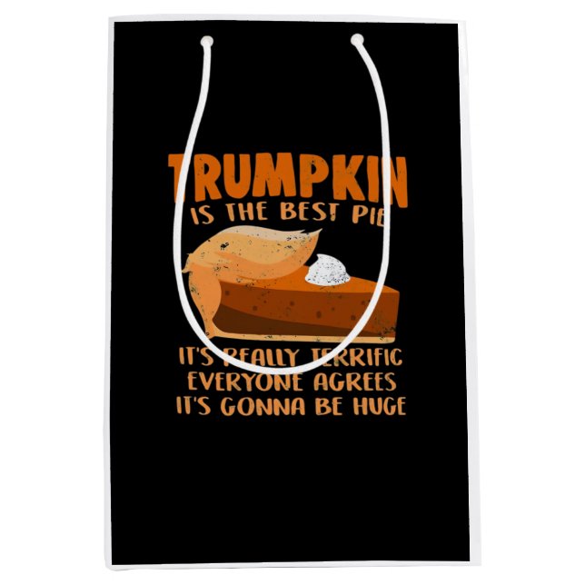 Trumpkin Pie Funny Design - Erntedank Party Hol Mittlere Geschenktüte (Vorderseite)