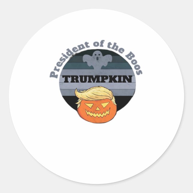 Trumpkin, Präsident des Boos Halloween Runder Aufkleber (Vorderseite)
