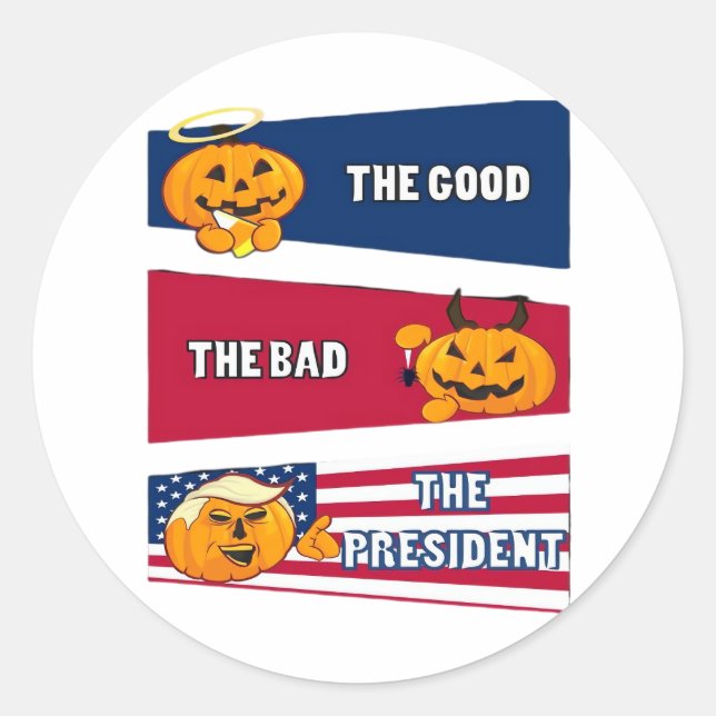 Trumpkin Präsident Halloween Runder Aufkleber (Vorderseite)