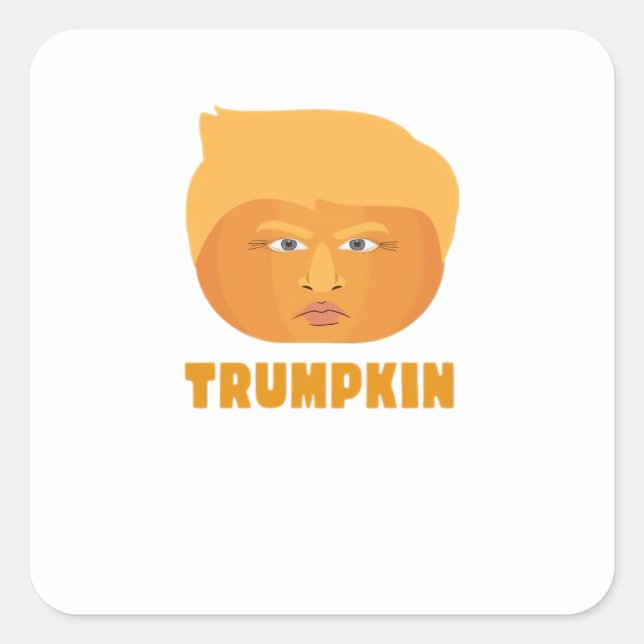 Trumpkin Pumpkin Funny Halloween Design Classic Quadratischer Aufkleber (Vorderseite)