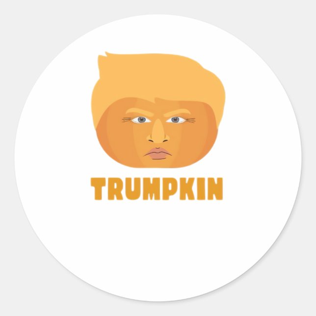 Trumpkin Pumpkin Funny Halloween Design Classic Runder Aufkleber (Vorderseite)