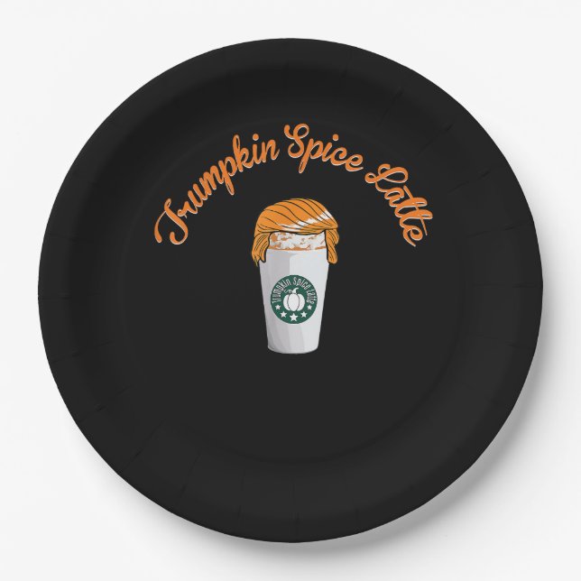 Trumpkin Pumpkin Gewürz Latte Holiday Kaffee Pappteller (Vorderseite)
