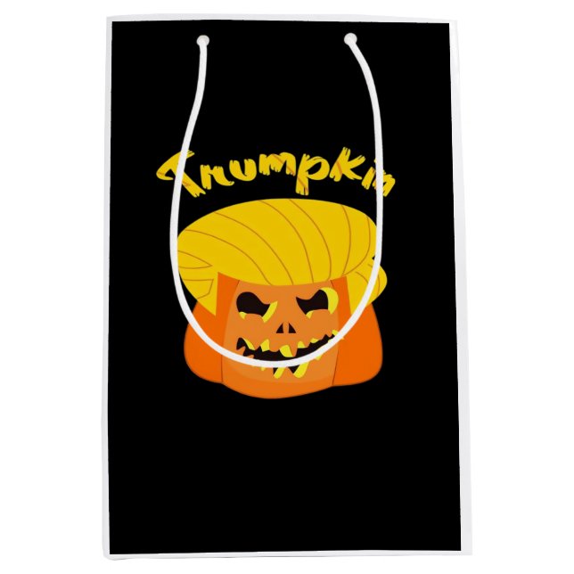 Trumpkin Pumpkin Halloween Design - Retro Slogan Mittlere Geschenktüte (Vorderseite)